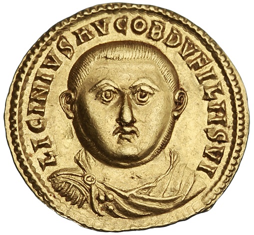 Licinius Western Roman Emperor reigned  308-324 CE gold aureus  Location TBD